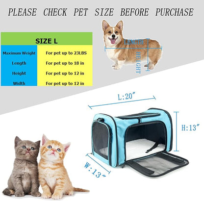 Soft Sided Carrier for Small Medium Cats Dogs, Removable Pad Collapsible Travel - Image 7