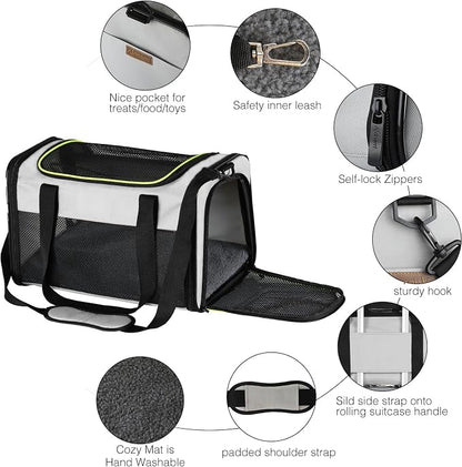 Cat Carrier - Portable Foldable Dog Pet Carrier, Soft-Sided Pet Bag up to 15 Lbs - Image 4