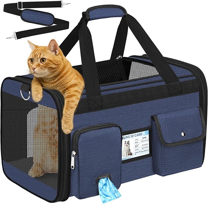 HUANLANG Cat Carrier Airline Approved, Soft-Sided Dog Carriers by HUANLANG