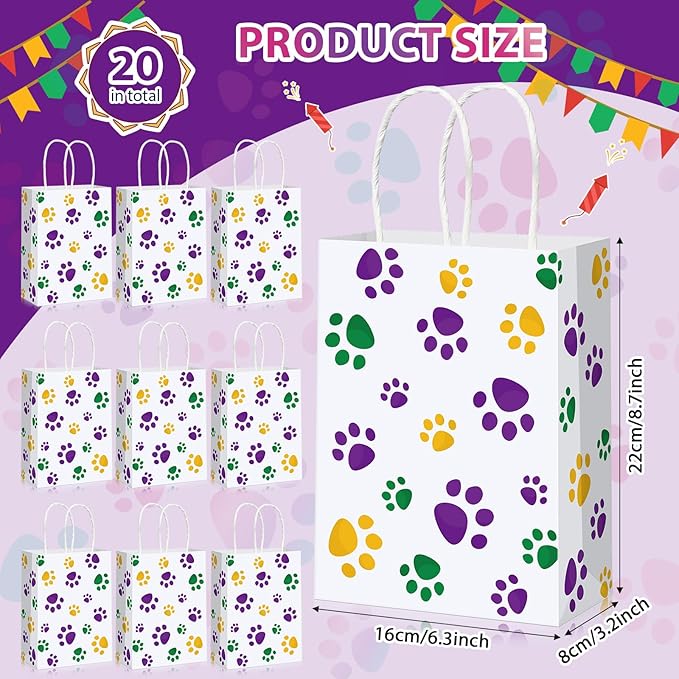 Blulu 20 Pcs Puppy Dog Paw Gift Bags - Image 2