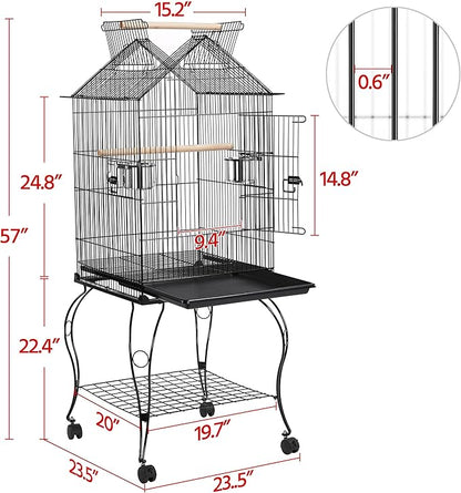 Yaheetech 57-Inch Rolling Open Top Roof Bird Cage - Image 3