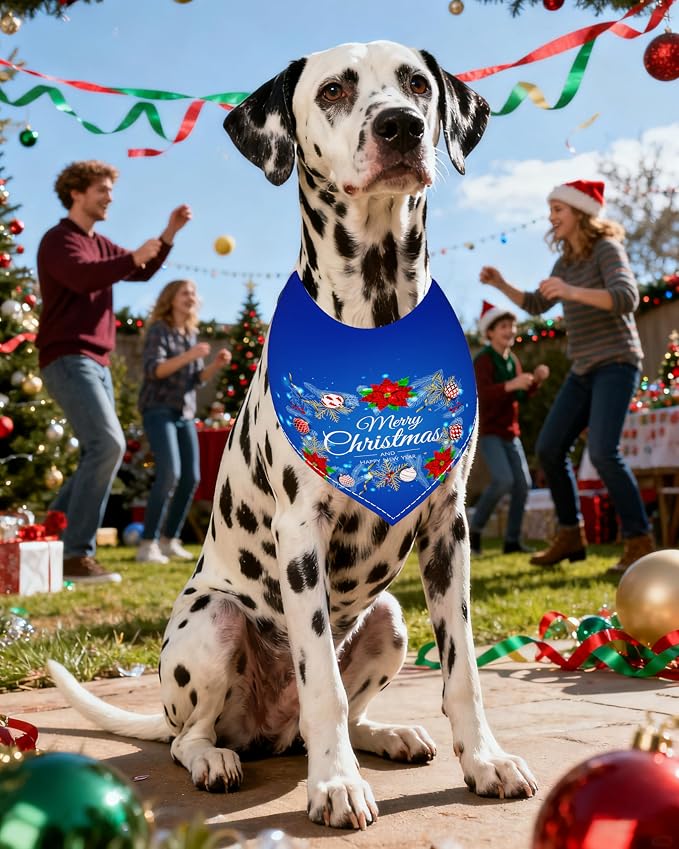 PET SHOW 50 Pack Christmas Big Dog Bandanas Bulk XL Washable Happy New Year - Image 8