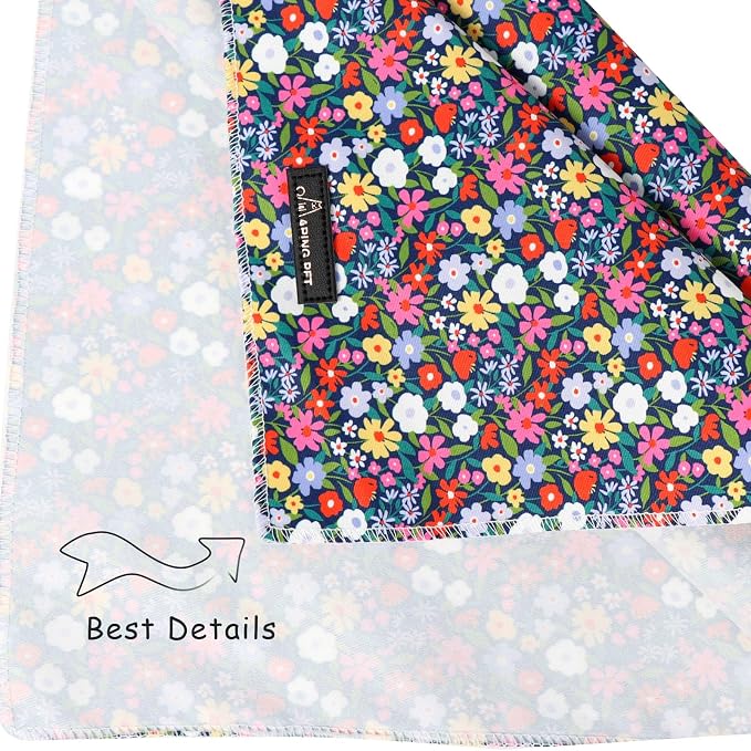 ARING PET Floral Dog Bandana, Spring Summer Colorful Flower Girl Pet Bandana - Image 3
