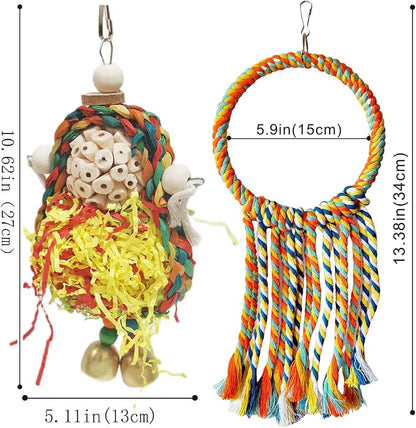 Bird Hoop Swing and Parakeet Toys, Natural Sola Balls and Shredding Hanging Toy - Image 10