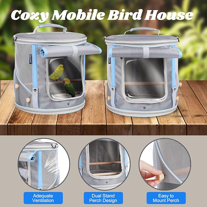 Bird Travel Carrier Cage for Small to Medium Size, Portable Parrot Parakeet - Image 4