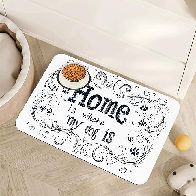 Home is Where My Dog is Dog Food Mat by Unknown