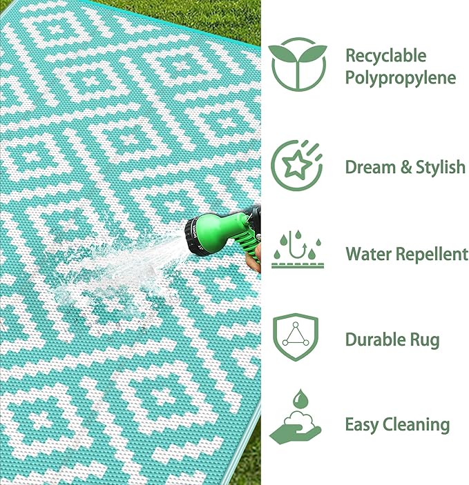 GENIMO Outdoor Rug for Patio Clearance, Reversible Plastic Straw Rugs for RV - Image 5