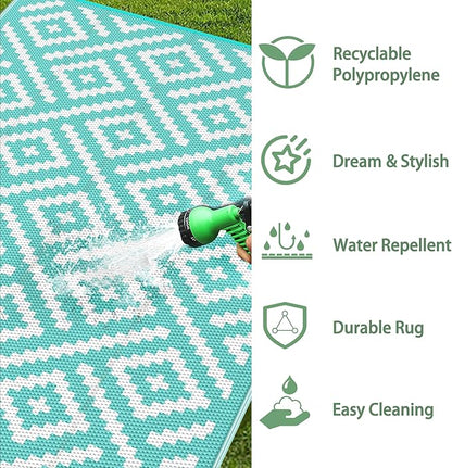 GENIMO Outdoor Rug for Patio Clearance, Reversible Plastic Straw Rugs for RV - Image 5