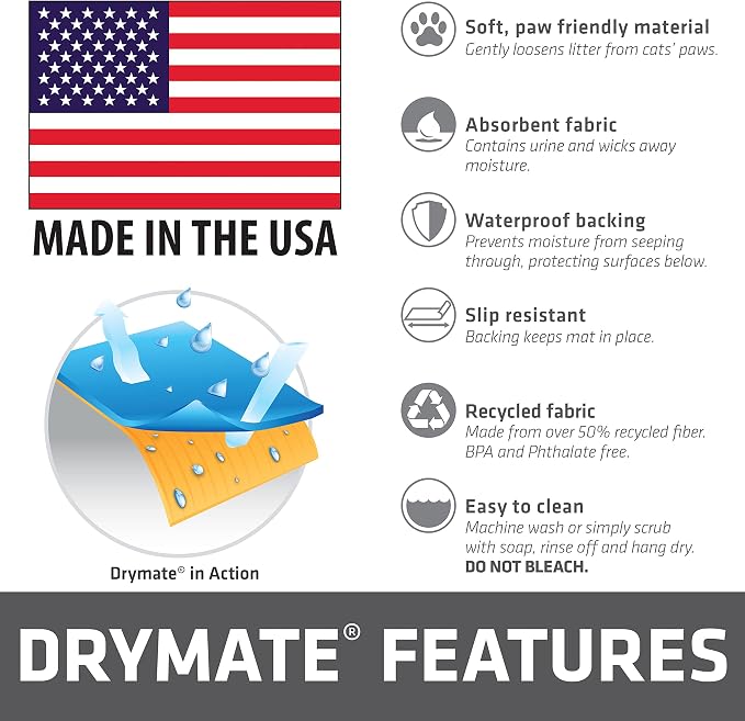 Drymate Cat Litter Box Mat, Litter Trapping Mat, Waterproof, Urine-Proof - Image 7