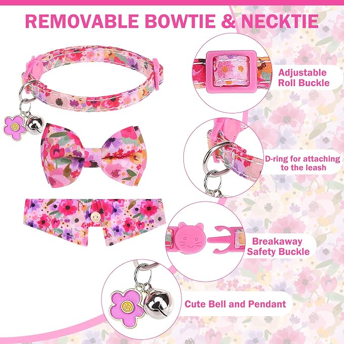Cat Collar Breakaway with Bells, Small Cat Collar with Bow - Image 4