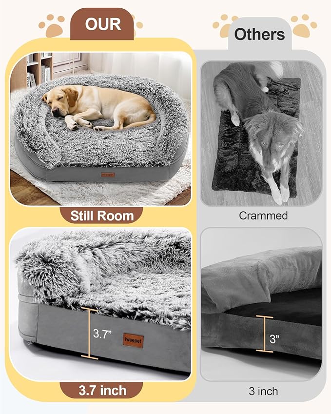 Dog Beds for Jumbo Dogs, 47.5"x35"x7.6", Removable and Washable Cover, Raised - Image 3