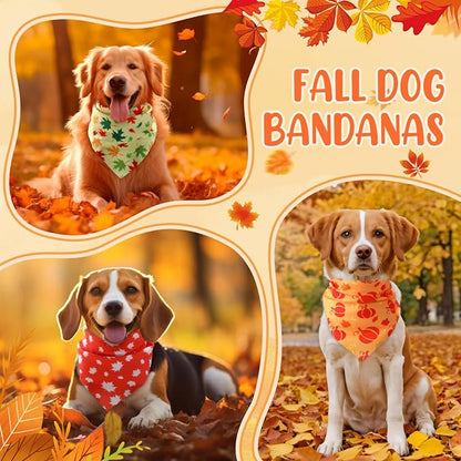 Weewooday 50 Pcs Thanksgiving Fall Dog Bandanas Bulk Pumpkin Maple Leaves - Image 6