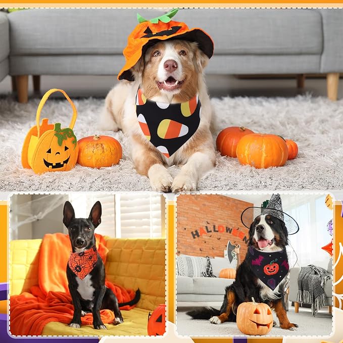 Abbylike 50 Pcs Halloween Dog Bandanas Bulk Pumpkin Bandanas - Image 6