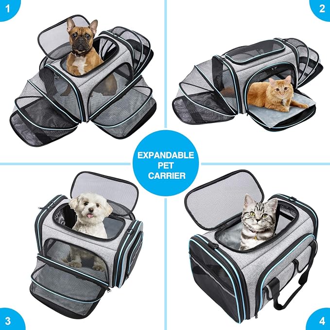 Airline Approved Pet Carrier, Large Soft Sided Pet Travel TSA Carrier 4 Sides - Image 9