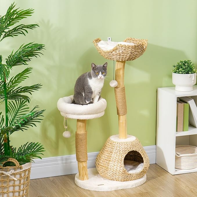 PawHut Cat Tree for Indoor Cats, Luxury Condo, Beds & Toby Balls, Kitten - Image 2