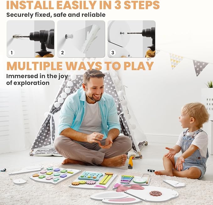 BlueWood Wooden Wall Busy Board Panels, Toddler Learning Activity Center - Image 5