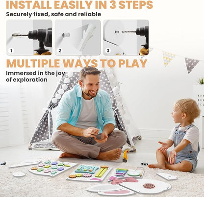 BlueWood Wooden Wall Busy Board Panels, Toddler Learning Activity Center - Image 5