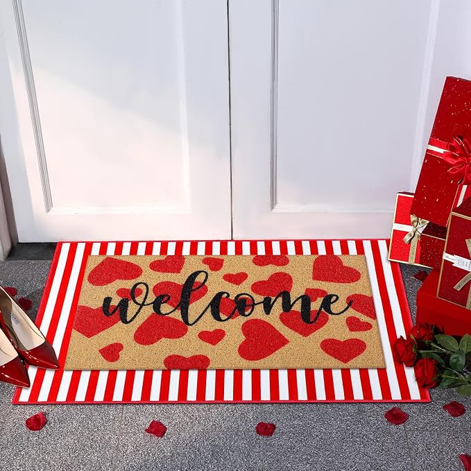 Tinideya 2 Pcs Door Mat Welcome Non Slip Coir Mats Floor Layering Doormats - Image 5