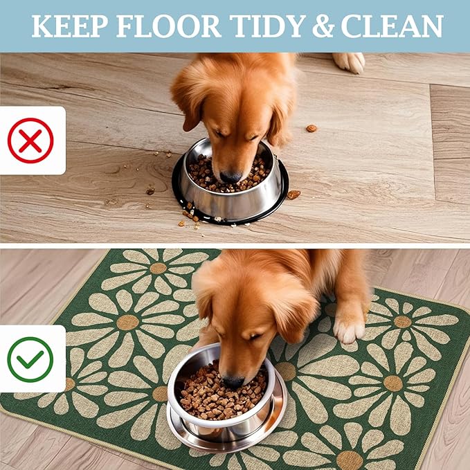 SHIYUE Dog Food Mats for Floors, Absorbent Cat Bowl for Food and Water - Image 4