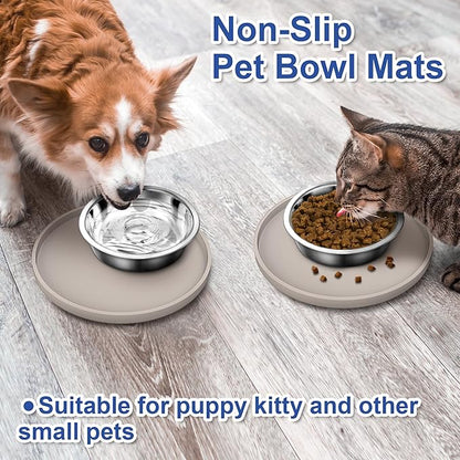 Arespark Cat Food Mat, Round Eating Plates Tray - Image 2