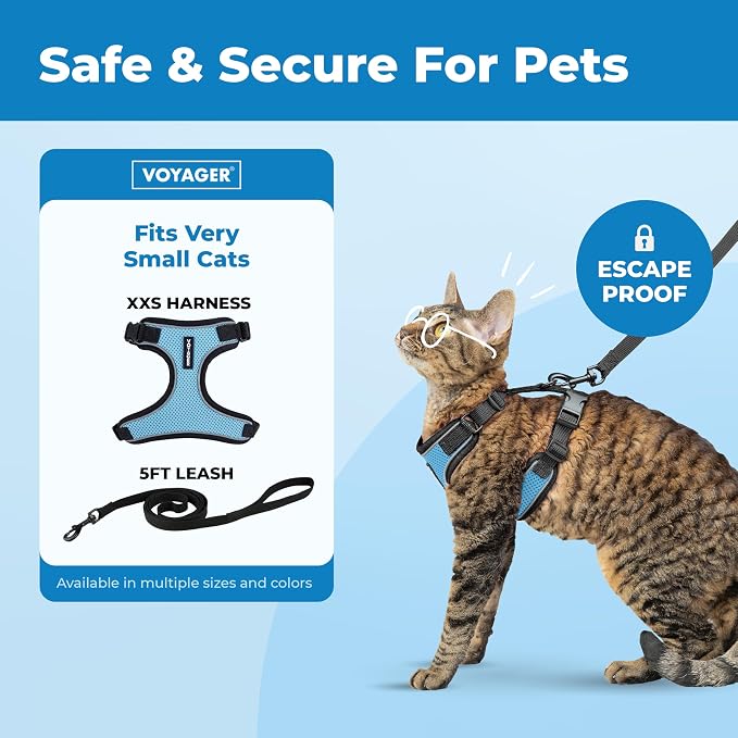 Voyager Escape-Proof Step-in Lock Cat Harness & 5ft Neoprene-Handle Leash Set - Image 2