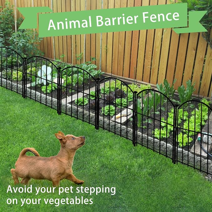 Decorative Garden Fence 17in x10ft, 10 Pack Rustproof Metal No Dig Fence Animal - Image 5