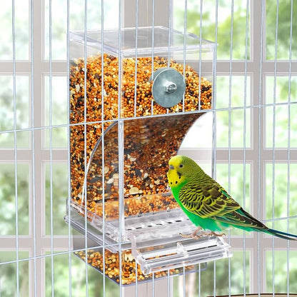 Rypet 2 Pack No Mess Automatic Bird Feeder Transparent Food Container Cage - Image 7