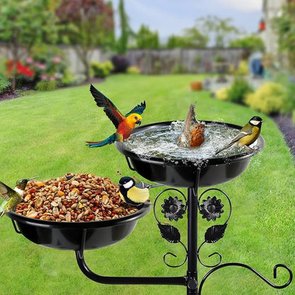 32.7 Inch Metal Bird Bath for Outside, Double Bowls Bird Baths for Outdoors - Image 7