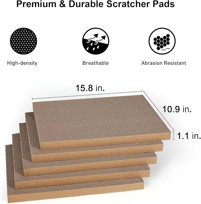 FUKUMARU 5 PCS Cat Scratching Boards, 11.4 Inch Width Ex-Large Cat Scratcher Box - Image 3