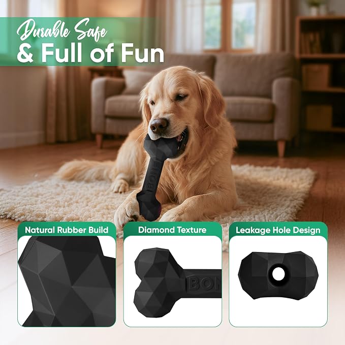Natural Rubber Dog Chew Bone – Treat-Dispensing, Tough & Indestructible Chew - Image 5