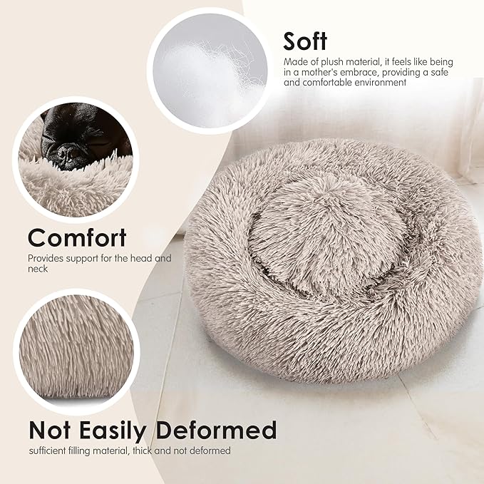 28in Large Dog Bed, Medium Size Dog and Cats, Calming Donut Bed - Image 4