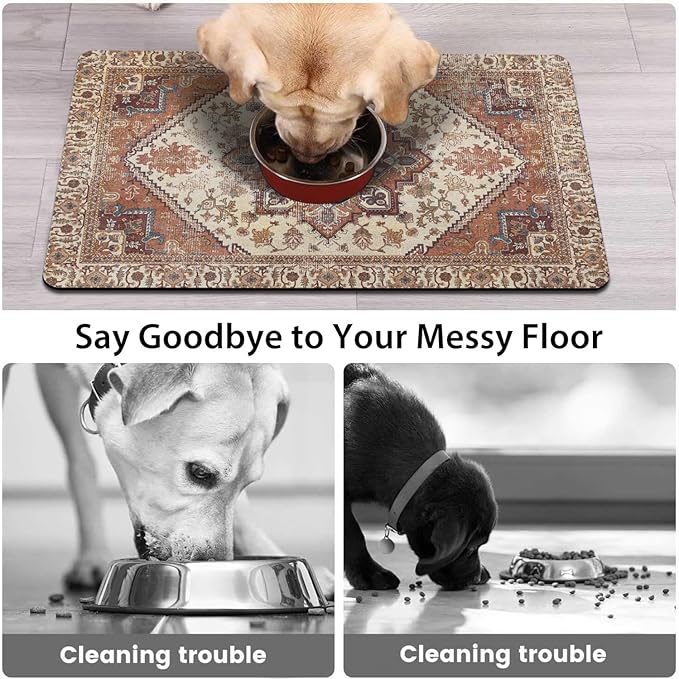 2 Pack Dog Food Mats for Floors, Absorbent and Quick-Drying Pet Cat Food Mat - Image 3