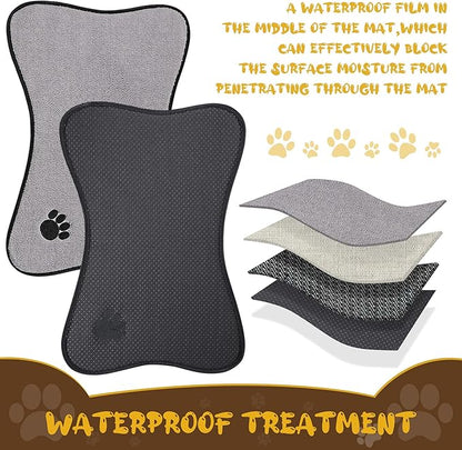 Breling Dog Mat for Food and Water 2 Pieces Bone Shape Non-Slip Pet Feeding Mat - Image 3