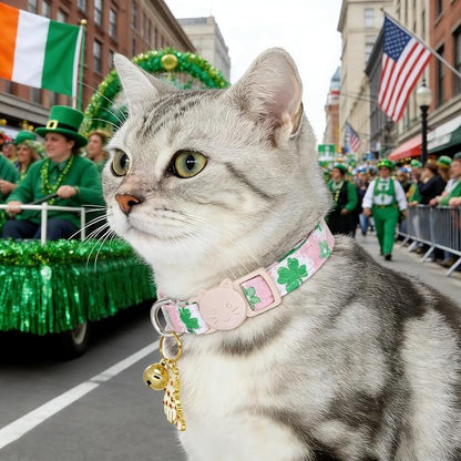 St. Patrick's Cat Collar-2 Pack Collars Pink and Green Four-Leaf Clover&Trefoil - Image 5