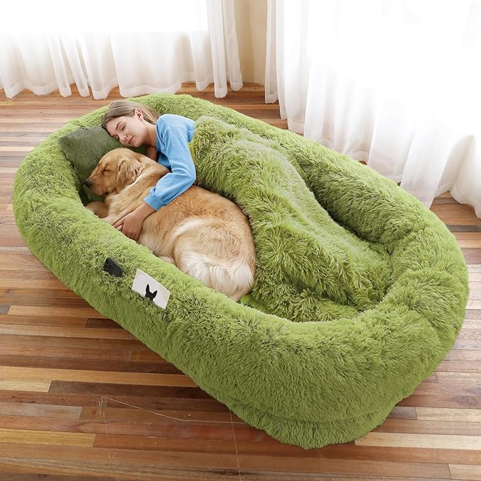 Human Dog Bed, Washable Faux Fur Pet Bed by WROS
