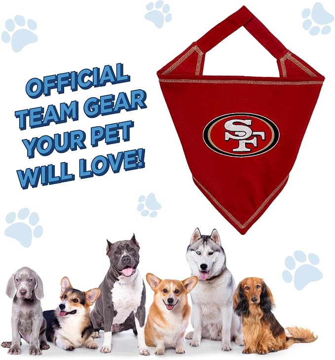 Pets First NFL SAN Francisco 49ERS TIE Bandana, Small/Medium. Dog Bandana Scarf - Image 4