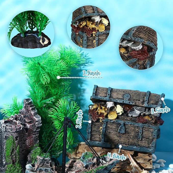 Wenqik Aquarium Decorations Large, Resin Sunken Shipwreck, Undersea Treasure - Image 4