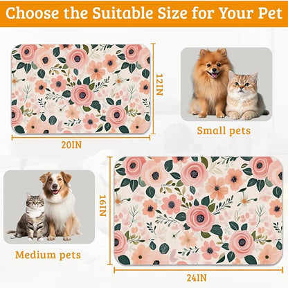 Dog Bowl Mat, Blooming Flowers Pet Feeding Mat - Image 6