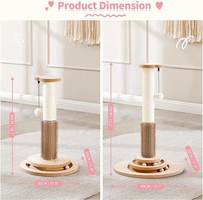 Made4Pets Cat Scratching Post, 4-in-1 Interactive Trackball Toys - Image 3