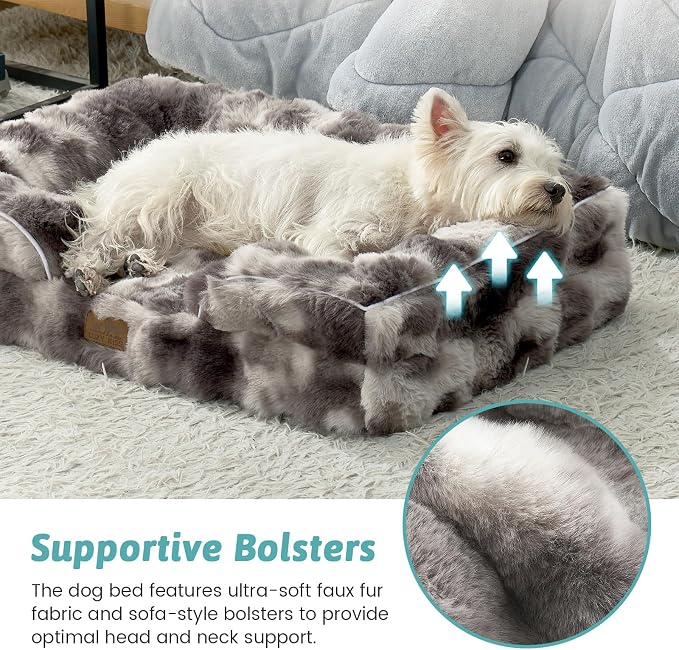 Orthopedic Dog Bed for Medium Small Size Dog, Soft and Warm Faux Fur Sofa for - Image 4