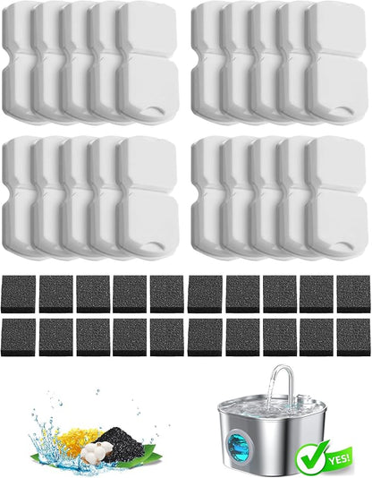 Cat Water Fountain Filter Replacement: 20Packs Pet Fountain Filter & Sponges by HOOISE