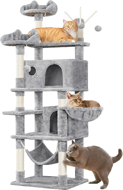 Yaheetech Cat Tree, 67in Large Tower w/ 3 Removable Teaser Sticks, 2 Kitten-Ear - Image 2