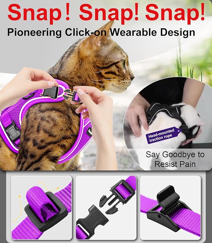 Cat Harness and Leash for Walking Escape Proof Soft Adjustable Cat Leash - Image 4