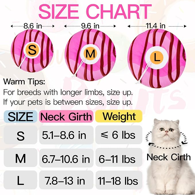 Cat Cone Collar Soft, Cute Cat Donut Collar After Surgery, Adjustable Kitten - Image 2