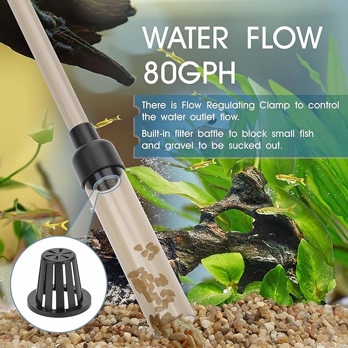 hygger Small Gravel Vacuum for Aquarium, Manual 80GPH Aquarium Gravel Cleaner - Image 2