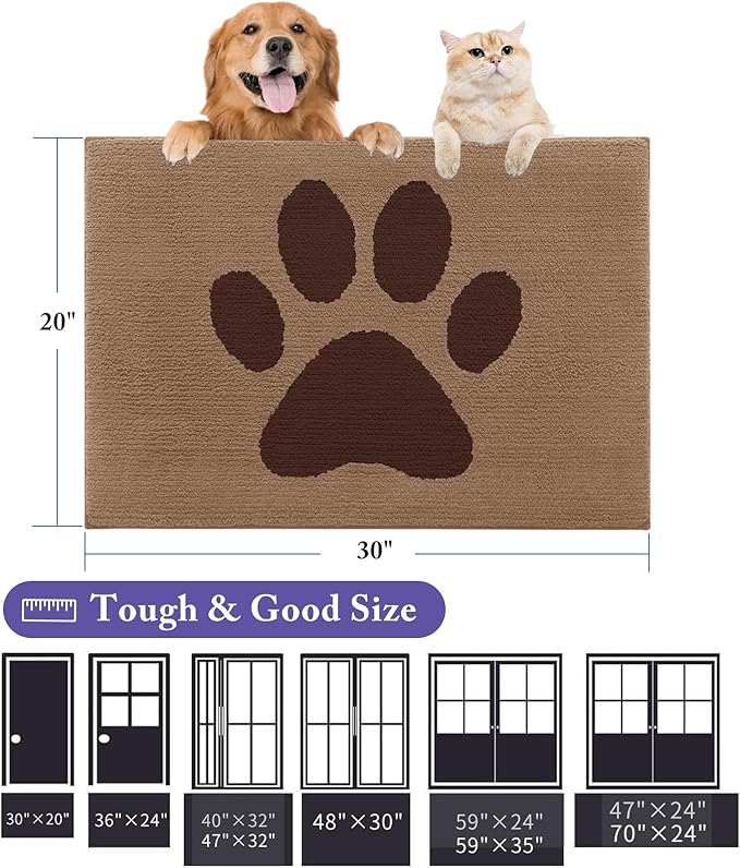 Buganda Dog Door Mat for Muddy Paws, Absorbent Dirt Trapper Non Slip Indoor - Image 2