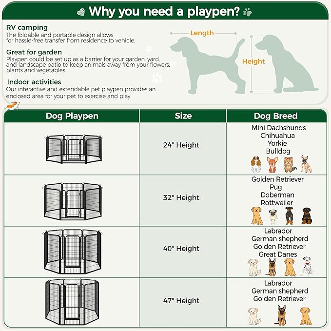 Yaheetech Dog Playpen Outdoor, 24 inch 8 Panels Dog Pen Indoor Heavy Duty Puppy - Image 3