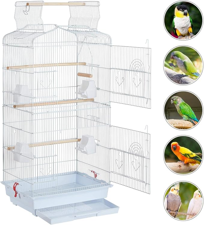 Yaheetech 41'' Open Top Medium Size Quaker Parrot Bird Cage Cockatiel Indian - Image 9
