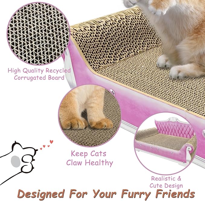 Luxury Cardboard Cat Scratcher Sofa Bed, Couch Shaped Scratching Board - Image 2