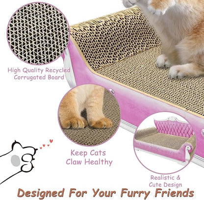 Luxury Cardboard Cat Scratcher Sofa Bed, Couch Shaped Scratching Board - Image 2